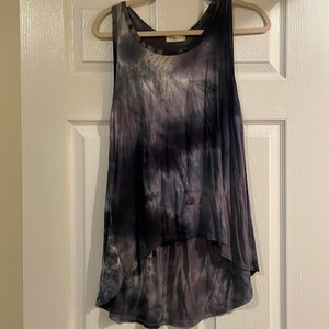 High low racerback tank. Blue